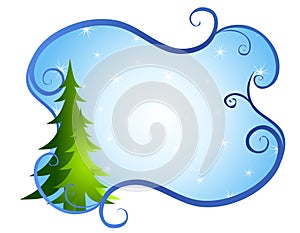 Blue Swirls Christmas Tree Background