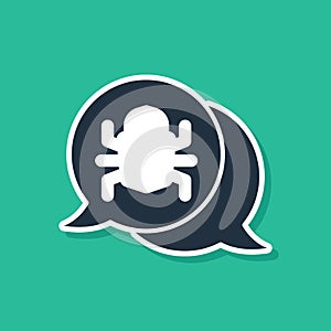 Blue System bug concept icon isolated on green background. Code bug concept. Bug in the system. Bug searching. Vector