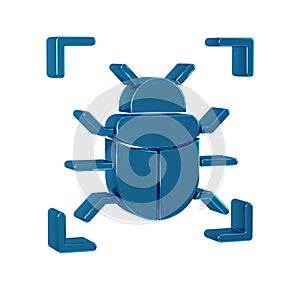 Blue System bug concept icon isolated on transparent background. Code bug concept. Bug in the system. Bug searching.