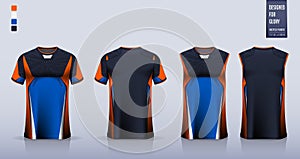 Blue t-shirt mockup, sport shirt template design for soccer jersey, football kit. Tank top for basketball jersey. Vector
