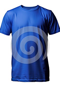 Blue t-shirt round neck plain transparent background PNG mockup