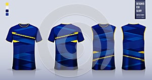 Blue T-shirt sport, Soccer jersey, football kit, basketball uniform, tank top, and running singlet mockup. Vector