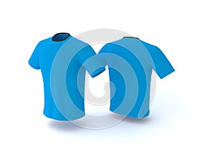 Blue T-shirt template, isolated on background. Men`s realistic T-shirt mockup 3d render