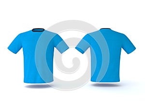 Blue T-shirt template, isolated on background. Men`s realistic T-shirt mockup 3d render