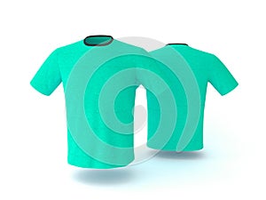 Blue T-shirt template, isolated on background. Men`s realistic T-shirt mockup 3d render