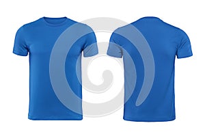 Blue T-shirts front and back used as design template.