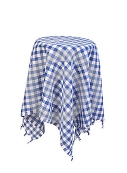 Blue table clothe on the raund table