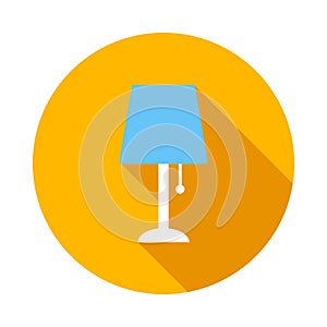 Blue table lamp icon in flat style