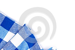 Blue tablecloth on whhite background