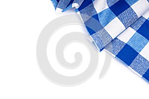 Blue tablecloth on whhite background