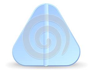 Blue tablet mockup. Triangle shape medical drug photo
