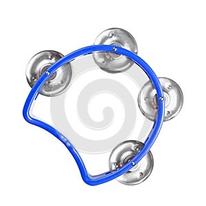 Blue tambourine isolated on a white background