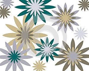 Blue, tan and brown floral design