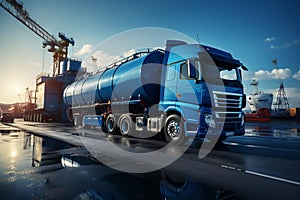 Blue Tanker for Fuel and Petroleum Transport. AI