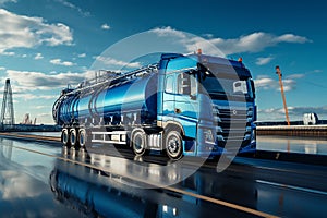 Blue Tanker for Fuel and Petroleum Transport. AI