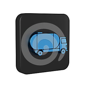 Blue Tanker truck icon isolated on transparent background. Petroleum tanker, petrol truck, cistern, oil trailer. Black