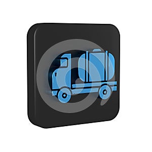 Blue Tanker truck icon isolated on transparent background. Petroleum tanker, petrol truck, cistern, oil trailer. Black