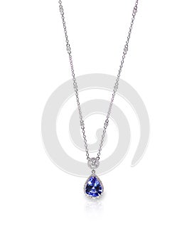 Blue tanzanite sapphire amethyst chain necklace pendant