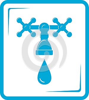 Blue tap spigot icon