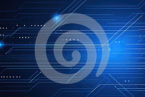 Blue tech circuit board lines background Generative ai