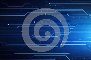 Blue tech circuit board lines background Generative ai