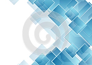 Blue tech squares abstract geometric background
