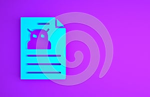 Blue Technical specification icon isolated on purple background. Technical support check list, team work solution, project