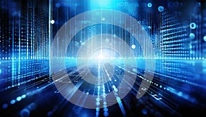 blue techno background with matrix theme