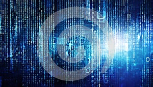 blue techno background with matrix theme