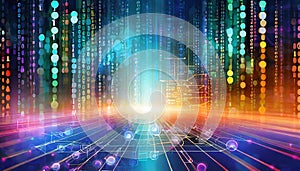 blue techno background with matrix theme