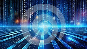 blue techno background with matrix theme