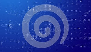 Blue Technology Background. Binary Computer Code. Programming, Coding, Hacker concept. Vector Background Illustration