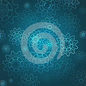 Blue Technology Background mechanical gear wheel