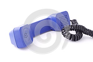 Blue telephone hand set