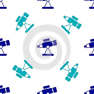 Blue Telescope icon isolated seamless pattern on white background. Scientific tool. Education and astronomy element