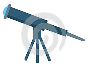 A blue telescope pointing upwards vector or color illustration