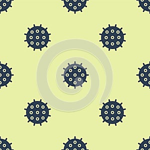 Blue Tennis ball icon isolated seamless pattern on yellow background. Sport equipment. Vector