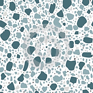 Blue terrazzo flooring vector seamless pattern. photo