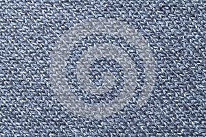 Blue textile background closeup. Structure of the fabric macro