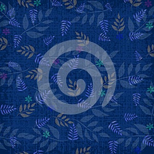 Blue textured background with fern pattern