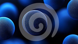 Blue Textured Sphere Abstract, 3D Render, Network, Science Fiction Network, 3D rendering