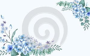 Blue themed greeting card with florals