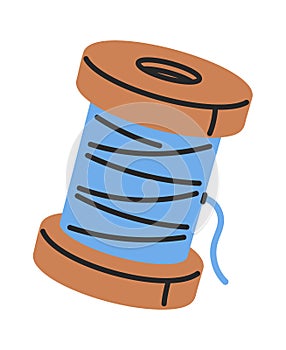 Blue thread bobbin hand drawn
