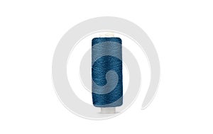 Blue thread on a spool isolated on a white background.