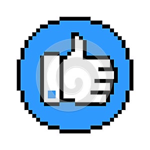 Blue Thumb Up emoticon symbol, pixel art design