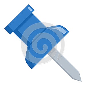 Blue Thumbtack Pushpin Flat Icon on White