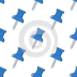 Blue Thumbtack Pushpin Seamless Pattern