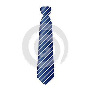 Blue tie with white stripes. Isolated on a white background.