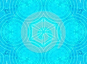 Blue tile background with concentric water ripples pattern