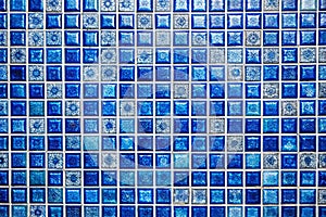 Blue Tile Wall High Resolution Real Photo